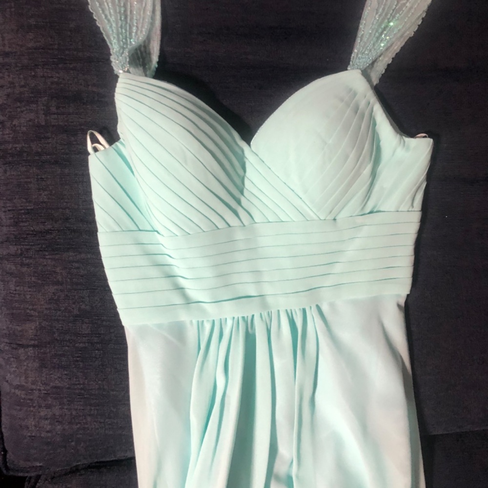 Light blue floor length ball gown small
